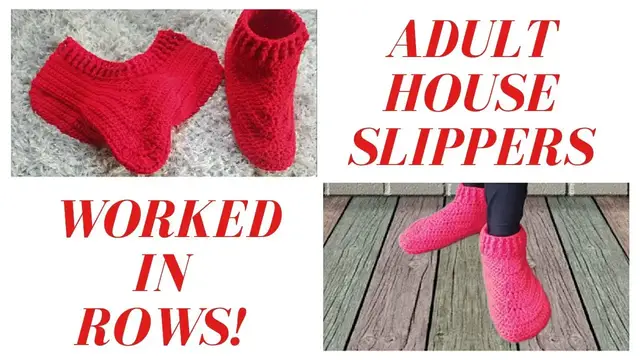 Video thumbnail for Crochet Adult Slippers Worked Flat