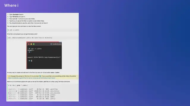 Video thumbnail for Where is .zshrc file located in macOS
