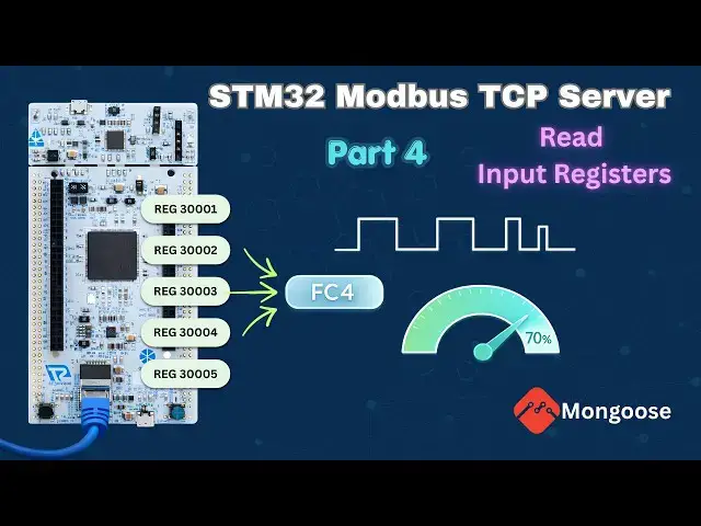 Video thumbnail for STM32 Modbus TCP Server – Input Registers & PWM Control using Mongoose