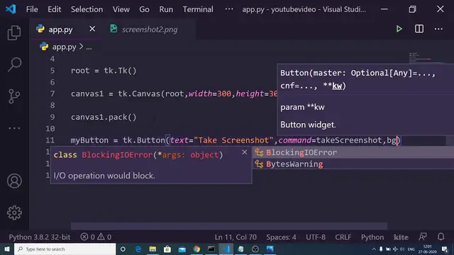 Video thumbnail for Python Screenshot Application Using Tkinter and PyAutoGUI Library Full Project For Beginners
