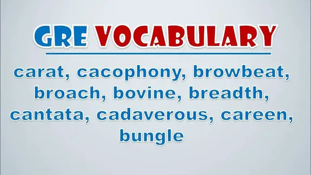 Video thumbnail for GRE Vocabulary: Carat, Cacophony, Browbeat, Broach, Bovine, Breadth, Cantata, Cadaverous, Careen