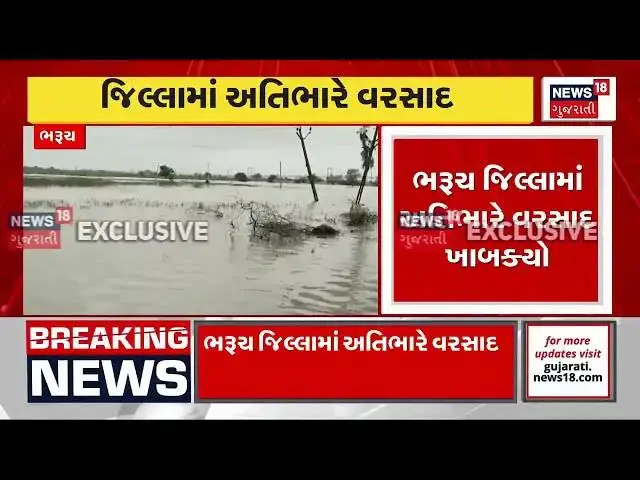 Video thumbnail for ભરૂચ જિલ્લામાં અતિભારે વરસાદ ખાબક્યો, સર્વત્ર પાણી જ પાણી!