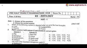 Video thumbnail for 11th Zoology Half Yearly Exam 2018 - Model Question Paper | Pudukottai District | English Medium
