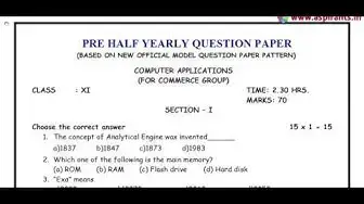 Video thumbnail for 11th Computer Application Half Yearly Exam 2018 - Model Question Paper | Chennai District | EM