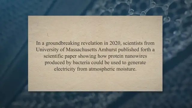 'Video thumbnail for Revolutionary Bacteria-Derived Nanowires Generate Electricity From Air'