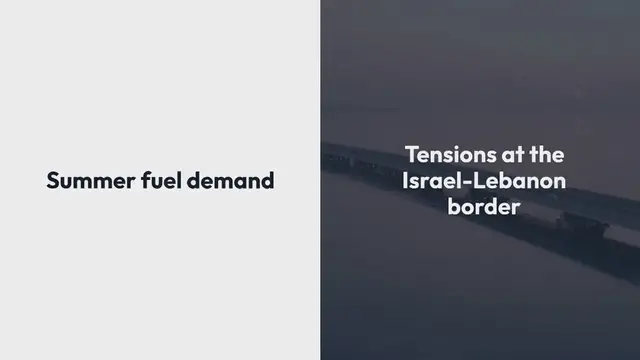 Video thumbnail for Oil prices fall as rally takes a pause while traders watch Israel-Lebanon tensions, summer demand