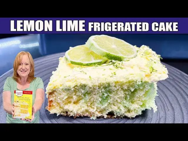 Video thumbnail for LEMON LIME FRIGERATED CAKE made easy with box cake mix