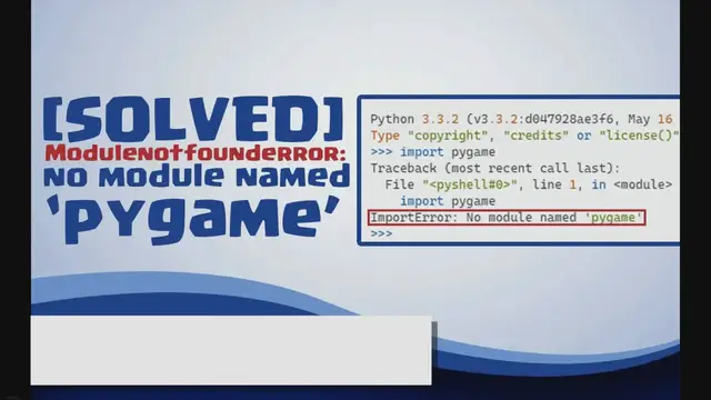 Video thumbnail for Modulenotfounderror no module named ‘pygame’