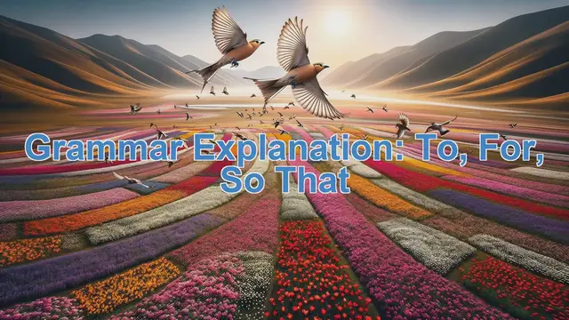 Video thumbnail for Grammar Explanation: To, for, so that