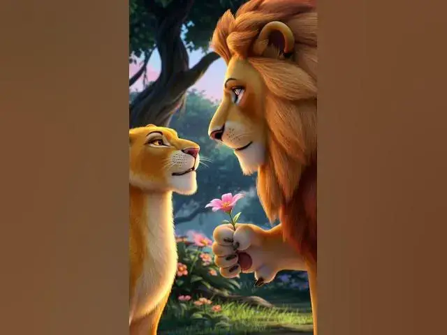 'Video thumbnail for #LionLoveStory #SherAurSherni #AnimalLove #WildlifeRomance #EmotionalStory #AIShorts'