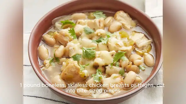 Video thumbnail for white chili recipe with chicken