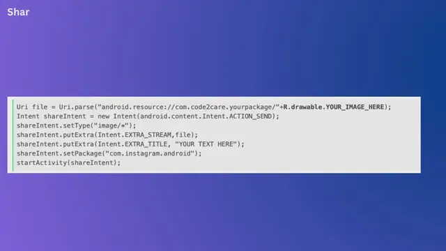 Video thumbnail for Share Images and Text on Instagram from Android App using Share Dialog