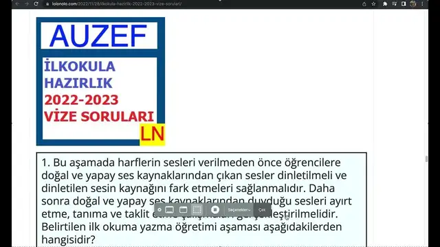 Video thumbnail for İlkokula Hazırlık 2022-2023 Vize Soruları