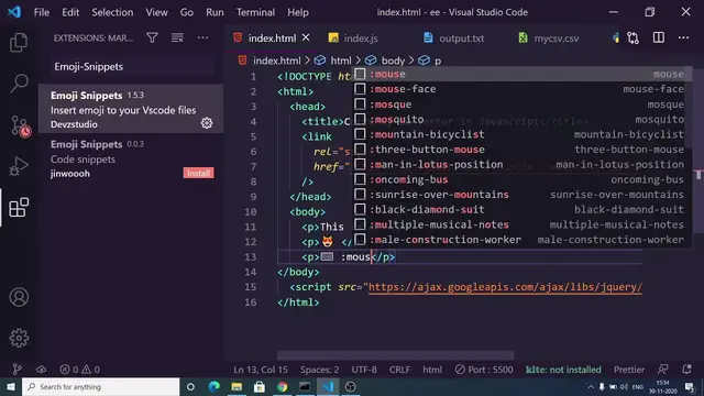 Video thumbnail for How to Insert Emoji in Visual Studio Code Editor While Writing Source Code Using Emoji Snippets
