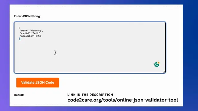 Video thumbnail for Online JSON Validator Tool - Code2care
