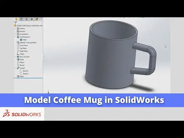 'Video thumbnail for Model Coffee Mug in SolidWorks | SolidWorks Tutorial | SolidWorks Modeling |'
