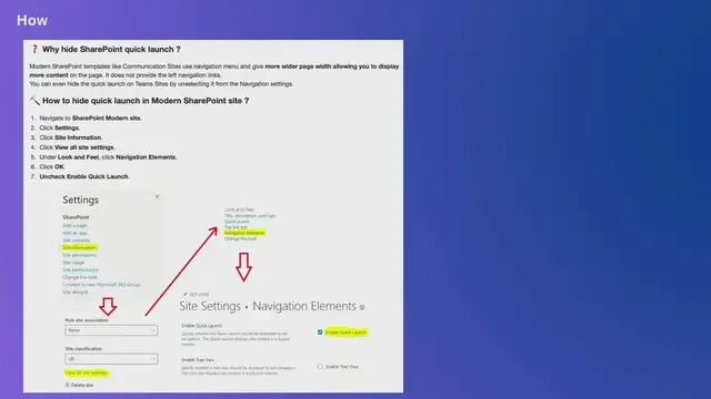 Video thumbnail for How to hide or remove quick launch left navigation from SharePoint Online Modern site page