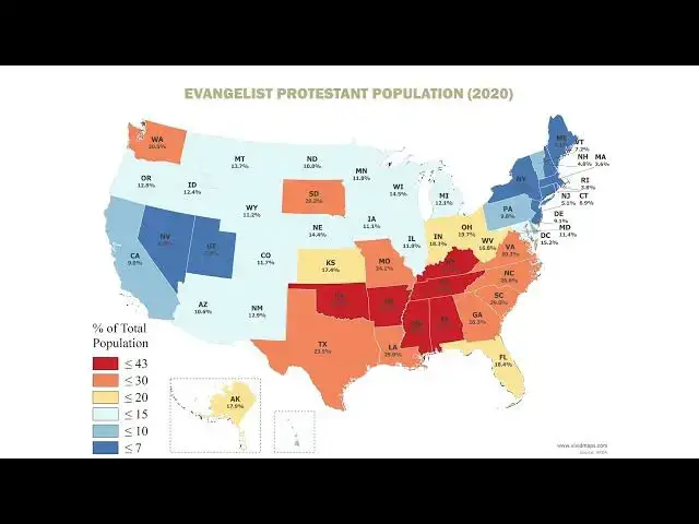 Video thumbnail for The US States With the Highest Evangelical Protestant Share in 2020