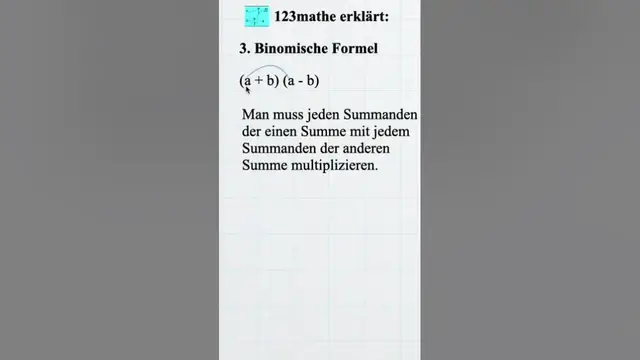 Video thumbnail for 3. Binomische Formel #shorts
