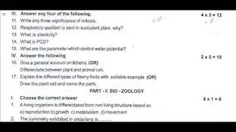 Video thumbnail for 11th Biology First Revision 2019 - Question Paper (Tiruppur District) | (English Medium)