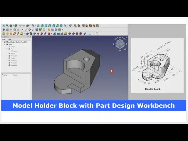 'Video thumbnail for Model Holder Block with FreeCAD Part Design Workbench | FreeCAD Tutorial  | Mechnexus |'