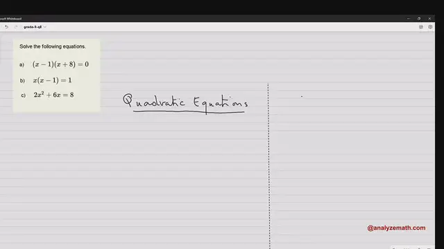 Video thumbnail for Solve Quadratic Equations Using Factoring and the Quadratic Formulas