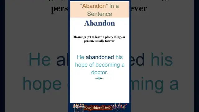 Video thumbnail for Abandon Meaning | Abandon in a Sentence | Most common words in English #Shorts