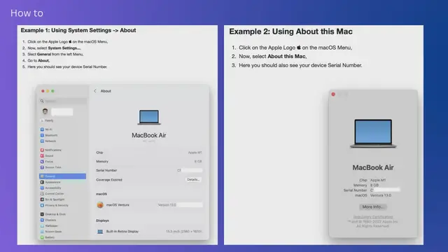 Video thumbnail for How to know the Serial Number of MacBook on macOS Ventura 13.0