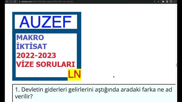 Video thumbnail for Makro İktisat 2022-2023 Vize Soruları