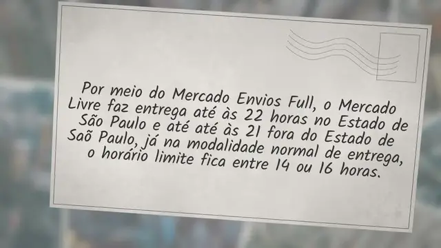 Video thumbnail for Até que horas o MERCADO LIVRE entrega? | VEJA OS HORÁRIOS!