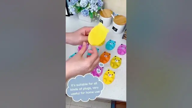 Video thumbnail for 🐻 Embrace the Cuteness: Cute Hugging Bear Cord Plug Hanger! 🐻✨ || #kitchen #tools #shopping