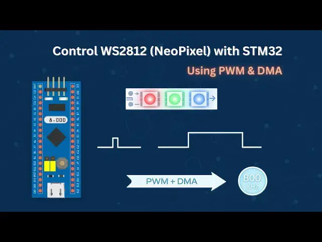 Video thumbnail for Control WS2812 (NeoPixel) with STM32 Using PWM & DMA | Full Tutorial