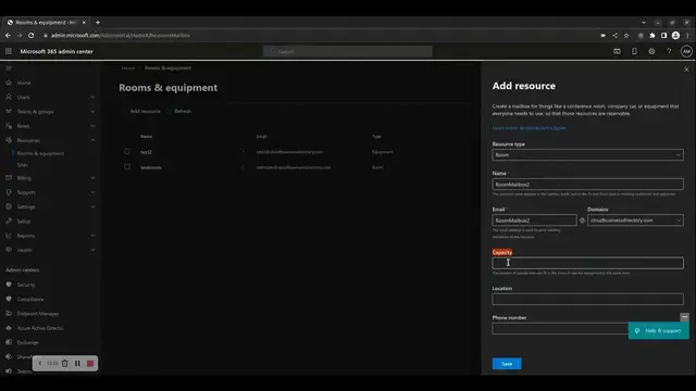 Video thumbnail for How to create resource mailboxes and Sharepoint sites in Microsoft 365 admin center
