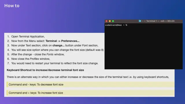 Video thumbnail for How to increase macOS Terminal text font size