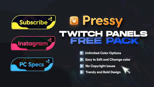 Video thumbnail for Pressy Twitch Panels Pack - Free Photoshop template 2021