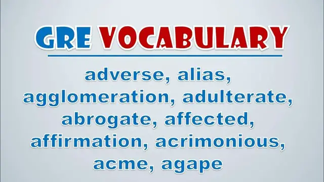 Video thumbnail for GRE Vocabulary: Adverse, Alias, Agglomeration, Adulterate, Abrogate, Affected, Affirmation