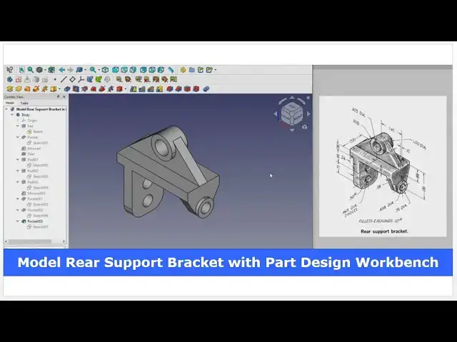 'Video thumbnail for Model Rear Support Bracket with FreeCAD Part Design Workbench | FreeCAD Tutorial | Mechnexus |'