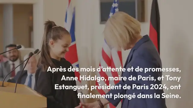 Video thumbnail for En vidéo :La baignade d’Anne Hidalgo et de Tony Estanguet dans la Seine !