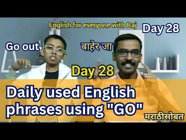'Video thumbnail for Day 28 | English speaking practice | 10 English phrases/collocations using Go with sentences'