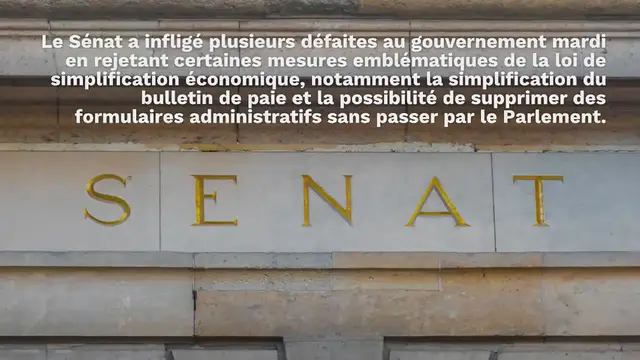 Video thumbnail for Le gouvernement essuie plusieurs revers au Sénat sur la loi de simplification économique