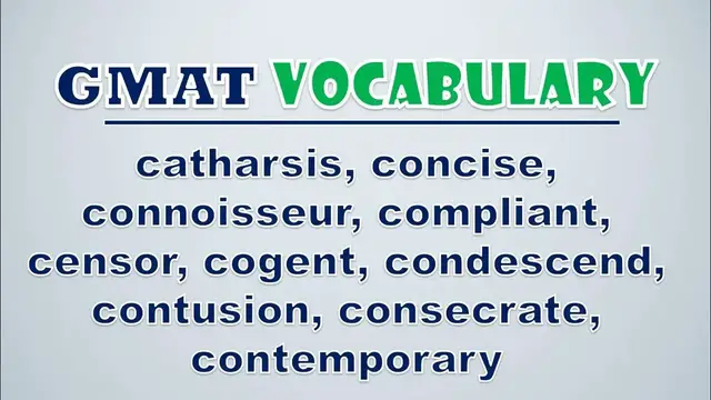Video thumbnail for GMAT Vocabulary: Catharsis, Concise, Connoisseur, Compliant, Censor, Cogent, Condescend, Contusion