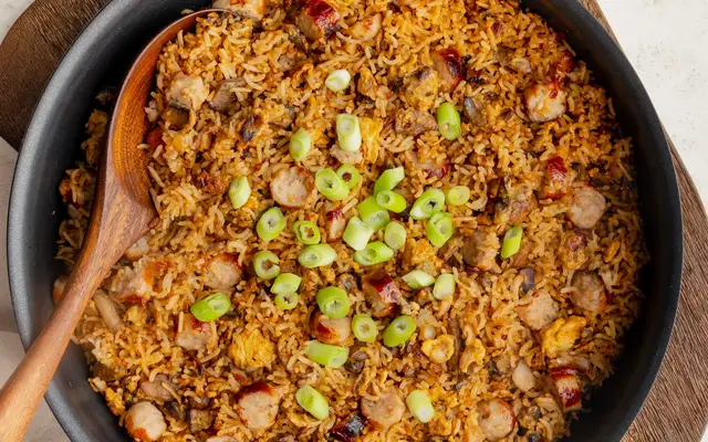 Video thumbnail for Sausage Egg Fried Rice