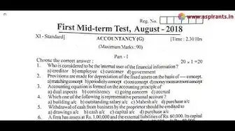 Video thumbnail for 11th Accountancy First Mid Term Question Paper 2018-19 | Vellore District | English Medium