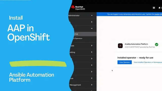 Video thumbnail for Install Ansible Automation Platform in Red Hat Ansible OpenShift Platform operator via Operator
