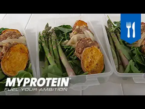 Video thumbnail for Meal Prep Turkey Burger & Sweet Potato Recipe by Myprotein