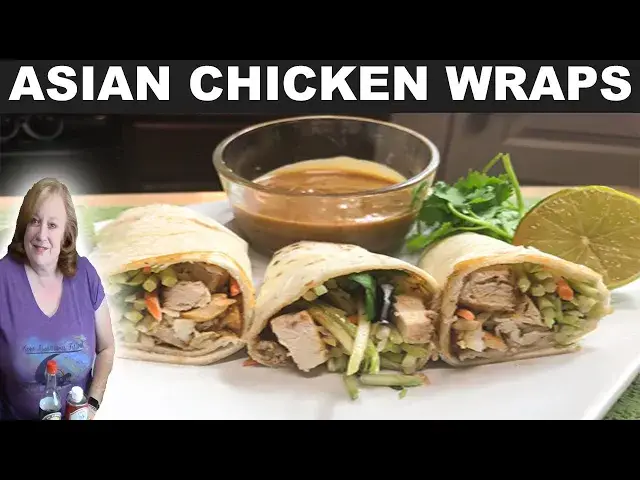 Video thumbnail for ASIAN CHICKEN WRAPS WITH PEANUT DIPPING SAUCE RECIPE | Cook With Me Wraps