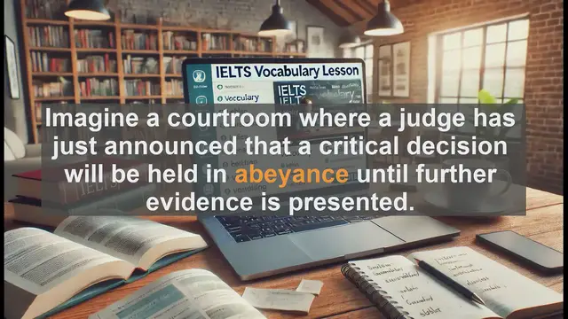 Video thumbnail for 5000 Must Know IELTS 8.0 Vocabulary - Abeyance: Mastering a Sophisticated IELTS Vocabulary Term