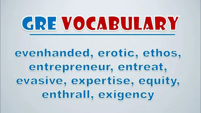 Video thumbnail for GRE Vocabulary: Evenhanded, Erotic, Ethos, Entrepreneur, Entreat, Evasive, Expertise, Equity