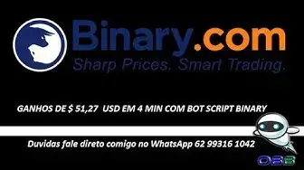 Video thumbnail for GANHOS DE $ 51,27  USD EM 4 MIN COM BOT SCRIPT BINARY