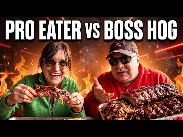 Video thumbnail for Pro Eater Breaks Record! Mr. Yock’s BBQ Boss Hog Challenge
